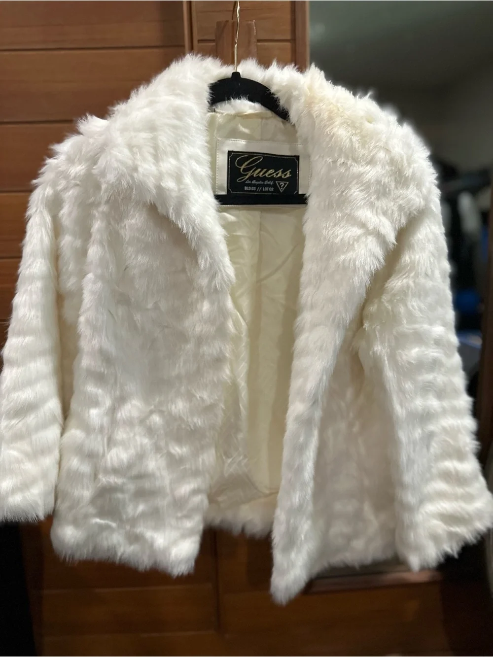 Guess Cream Faux Fur Jacket